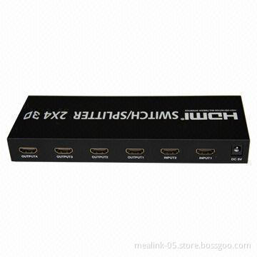 HDMI 2x4 Switcher 2 in 4 Out for HDTV PS3 DVD 1080P with Remote